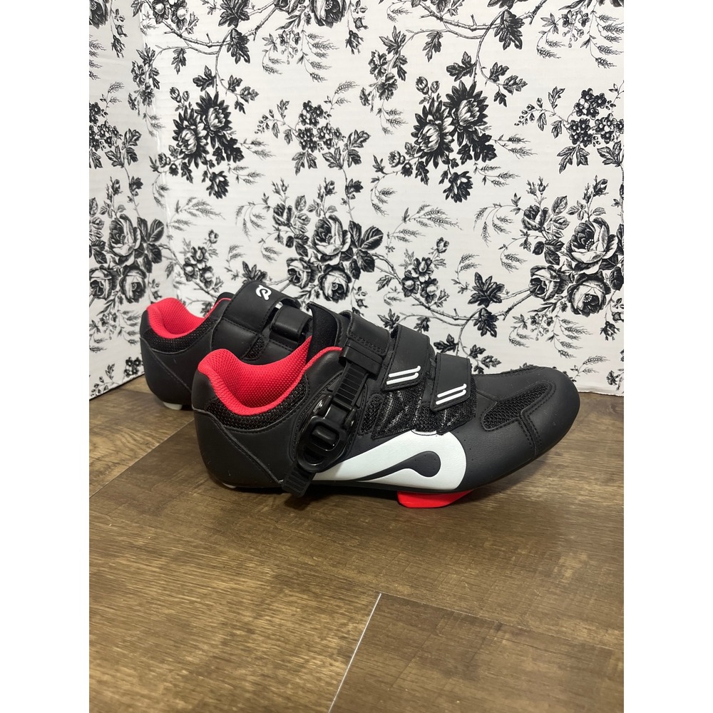 Peloton Indoor Cycling Shoes Black White Red EU 37 US Women 6 With Cleats